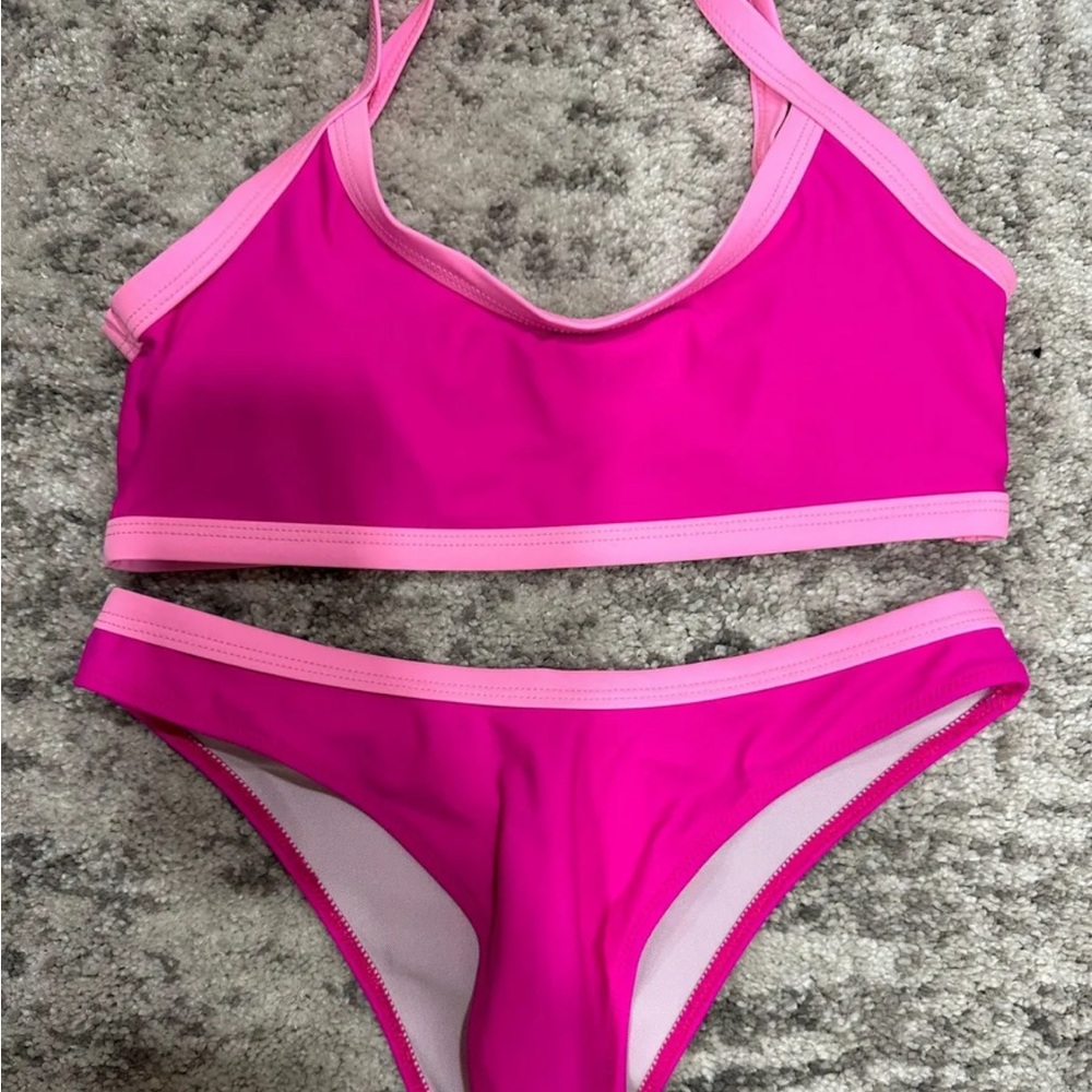 SHEIN Pink Bikini Set Sporty Bralette Classic Cut